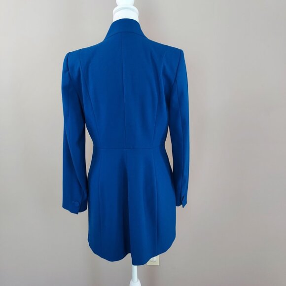 Zara Royal Blue Inverted Lapel Long Blazer Size Small - Picture 5 of 15
